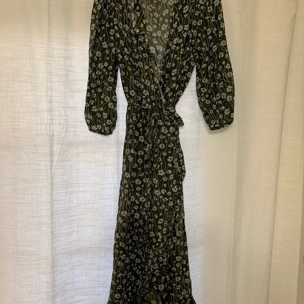 Floral Green Wrap Dress